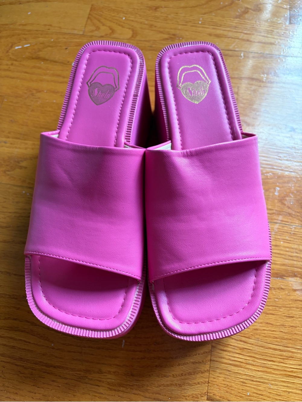 Hot Pink Platform Slide Sandals